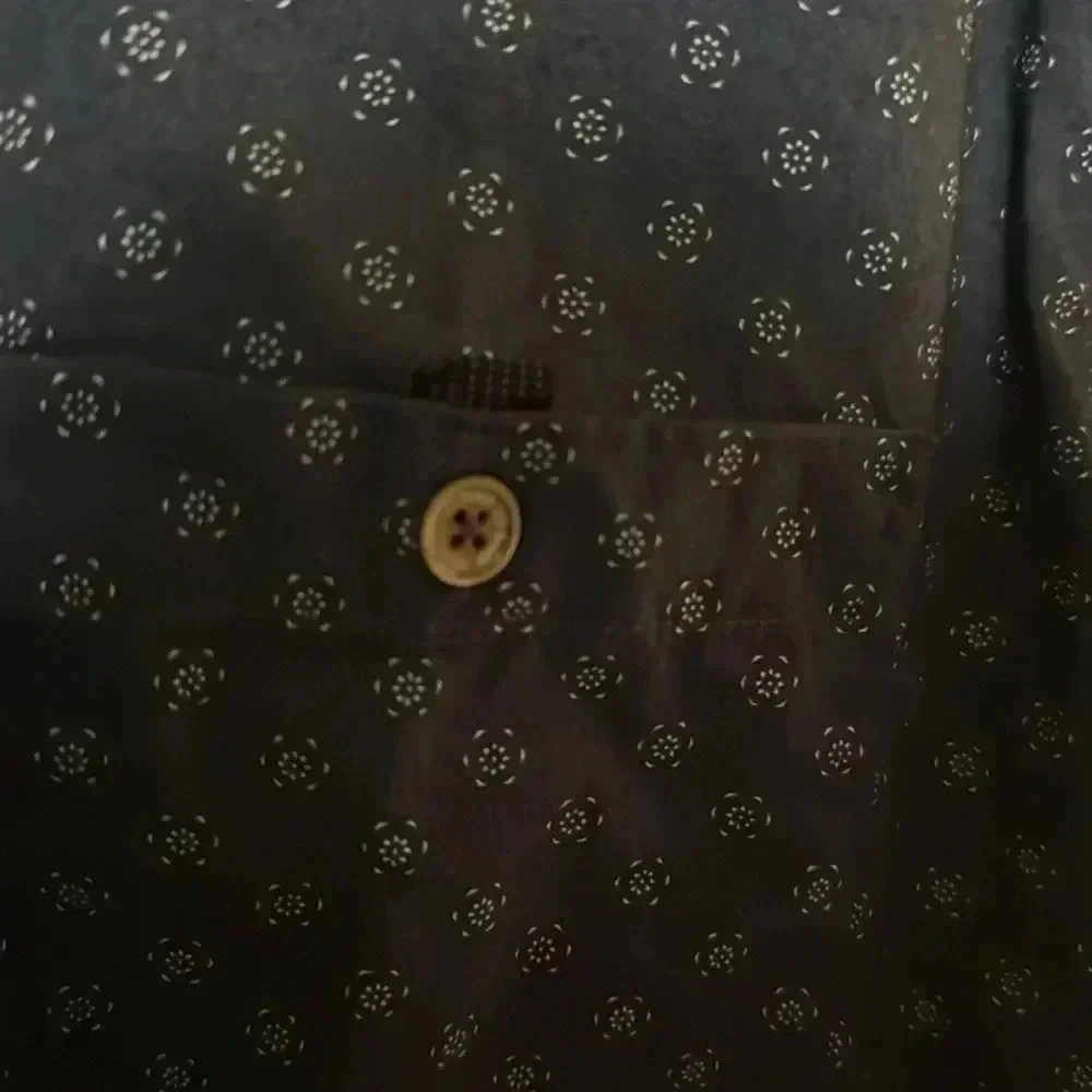 Ted Baker London | 100% Cotton button down, size 5. Navy blue with print. EUC